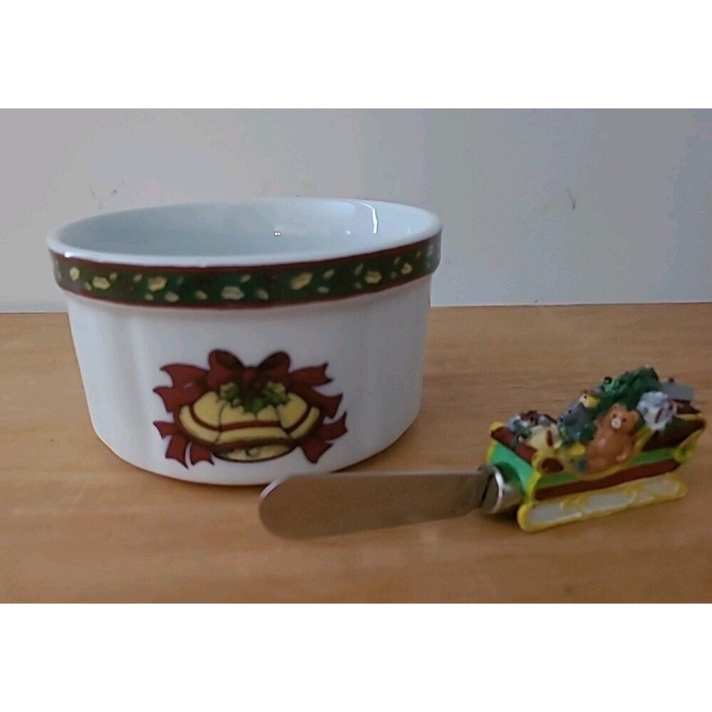 Portmeirion Studio A Christmas Story 2-Piece Porcelain Dip Set Bowl Spreader Box